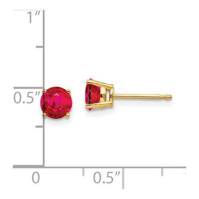 14K Yellow Gold 5mm Ruby Round Stud Earrings – view 6