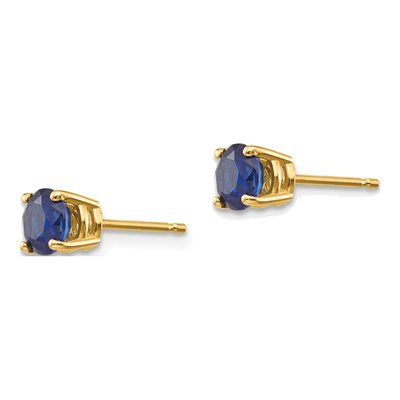 14K Yellow Gold 5mm Sapphire Round Stud Earrings – view 4