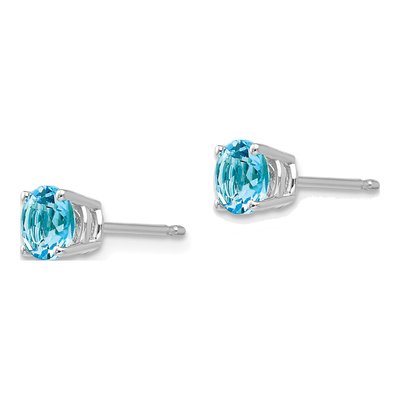 14K White Gold Blue Topaz Stud Earring Mounting – view 3