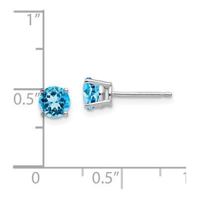 14K White Gold Blue Topaz Stud Earring Mounting – view 4