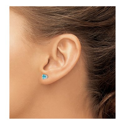 14K White Gold Blue Topaz Stud Earring Mounting – view 5
