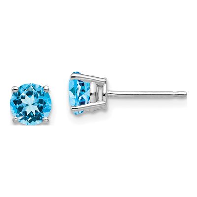14K White Gold Blue Topaz Stud Earring Mounting