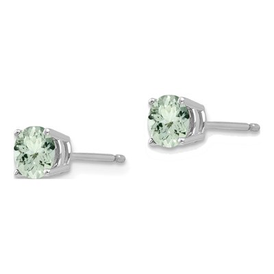 14K White Gold 5mm Round Green Quartz Stud Earrings – view 3