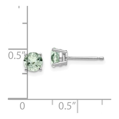 14K White Gold 5mm Round Green Quartz Stud Earrings – view 5