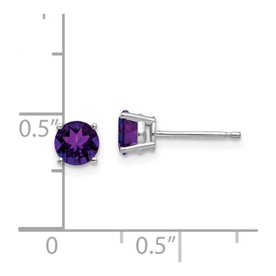 14K White Gold 5mm Round Amethyst Stud Earrings – view 5