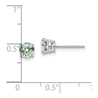 14K White Gold 5mm Round Green Quartz Checker-Cut Stud Earrings – view 4