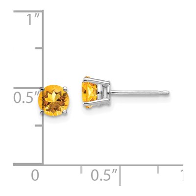 14K White Gold 5mm Citrine Round Stud Earrings – view 5