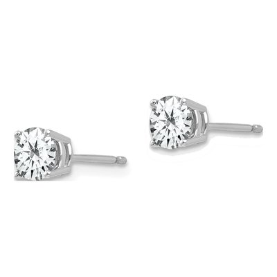 14K White Gold 5mm CZ Round Stud Earrings – view 3