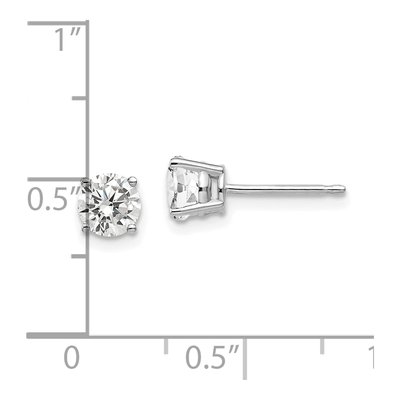 14K White Gold 5mm CZ Round Stud Earrings – view 5