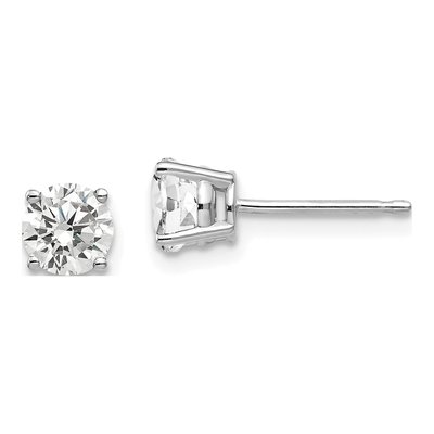 14K White Gold 5mm CZ Round Stud Earrings