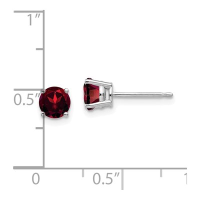 14K White Gold 5mm Garnet Round Stud Earrings – view 4