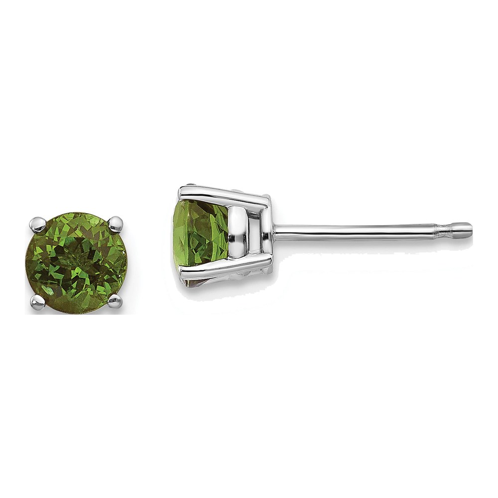 14K White Gold Green Tourmaline Stud Earrings