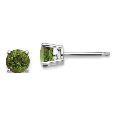 14K White Gold Green Tourmaline Stud Earrings