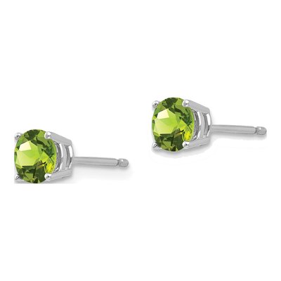 14K White Gold 5mm Peridot Round Stud Earrings – view 3