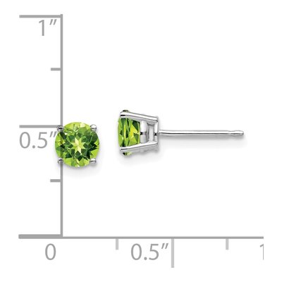 14K White Gold 5mm Peridot Round Stud Earrings – view 5