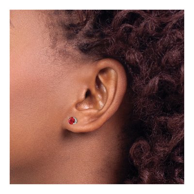 14K White Gold 5mm Ruby Round Stud Earrings – view 5