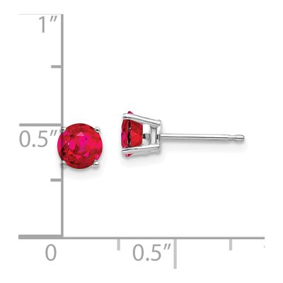 14K White Gold 5mm Ruby Round Stud Earrings – view 6