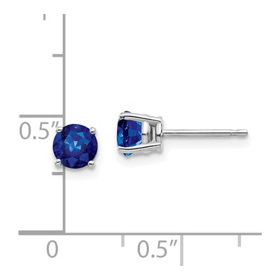 14K White Gold 5mm Sapphire Round Stud Earrings – view 6