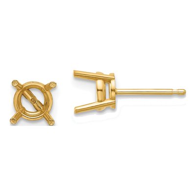14K Yellow Gold Round Earring Mounting