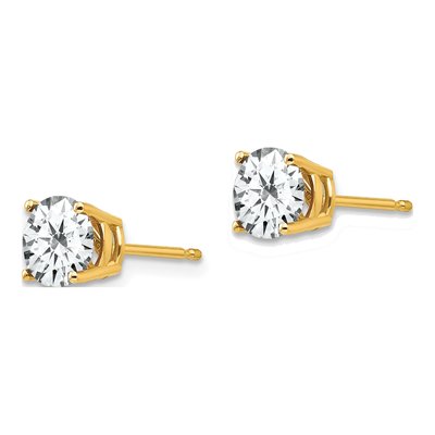 14K Yellow Gold 6mm CZ Round Stud Earrings – view 2