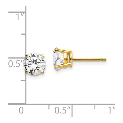14K Yellow Gold 6mm CZ Round Stud Earrings – view 4