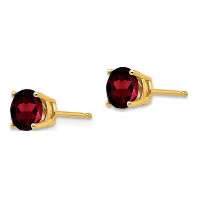14K Yellow Gold 6mm Garnet Round Stud Earrings – view 3