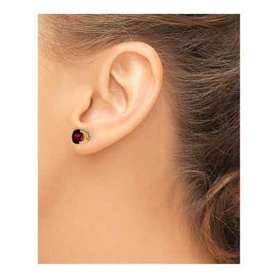 14K Yellow Gold 6mm Garnet Round Stud Earrings – view 4