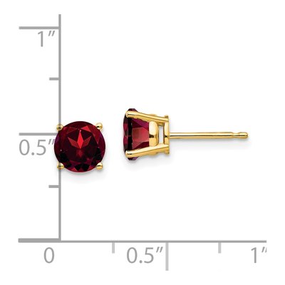 14K Yellow Gold 6mm Garnet Round Stud Earrings – view 5