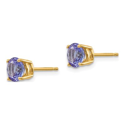 14K Yellow Gold 6mm Tanzanite Round Stud Earrings – view 3