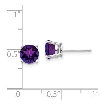 14K White Gold 6mm Amethyst Round Stud Earrings – view 5