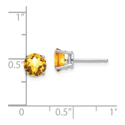 14K White Gold 6mm Citrine Round Checkerboard Stud Earrings – view 4