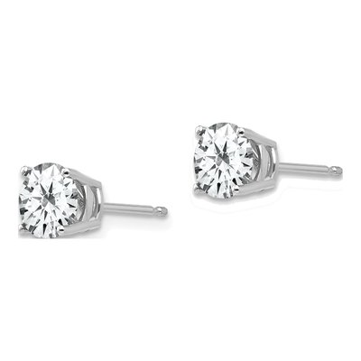 14K White Gold 6mm CZ Round Stud Earrings – view 3