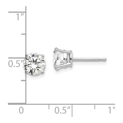 14K White Gold 6mm CZ Round Stud Earrings – view 5
