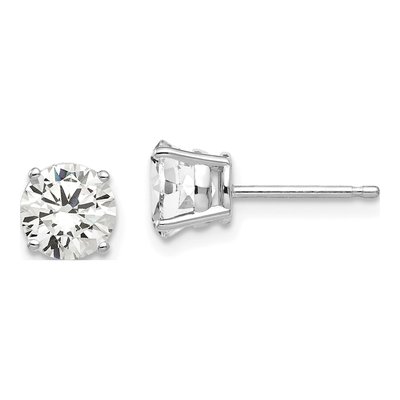 14K White Gold 6mm CZ Round Stud Earrings