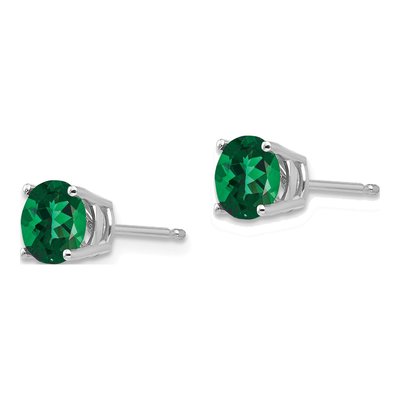 14K White Gold 6mm Lab-Created Helenite Round Stud Earrings – view 2