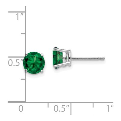14K White Gold 6mm Lab-Created Helenite Round Stud Earrings – view 4