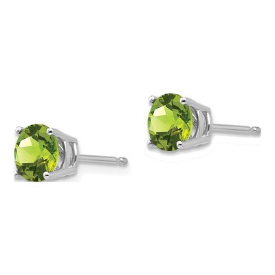 14K White Gold 6mm Peridot Round Stud Earrings – view 3