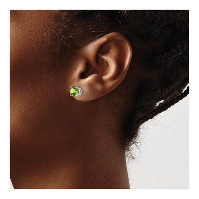 14K White Gold 6mm Peridot Round Stud Earrings – view 4