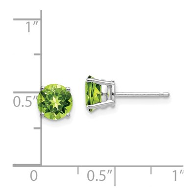 14K White Gold 6mm Peridot Round Stud Earrings – view 5