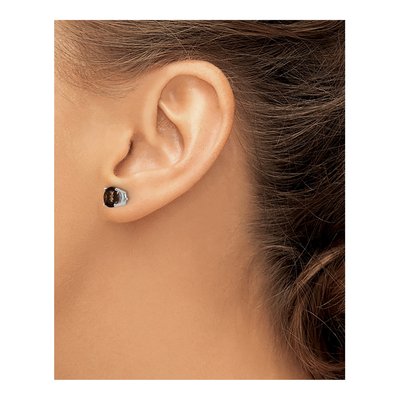14K White Gold 6mm Smoky Quartz Round Stud Earrings – view 5