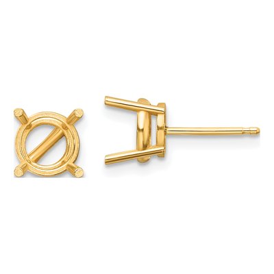 14K Yellow Gold Round Earring Mounting