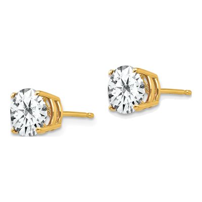 14K Yellow Gold 7mm Round CZ Stud Earrings – view 3