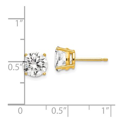 14K Yellow Gold 7mm Round CZ Stud Earrings – view 5