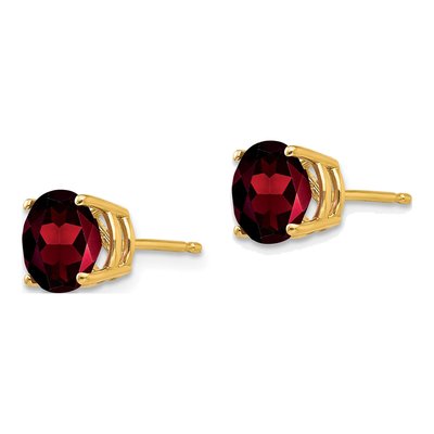 14K Yellow Gold 7mm Garnet Round Stud Earrings – view 2