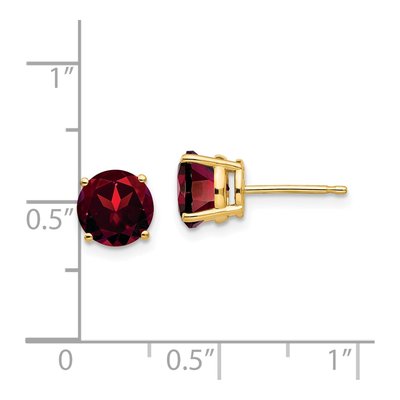 14K Yellow Gold 7mm Garnet Round Stud Earrings – view 4