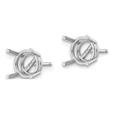 14K White Gold Round Stud Earring Mounting – view 3