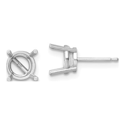 14K White Gold Round Stud Earring Mounting