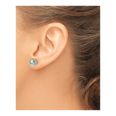 14K White Gold 7mm Green Quartz Round Stud Earrings – view 3