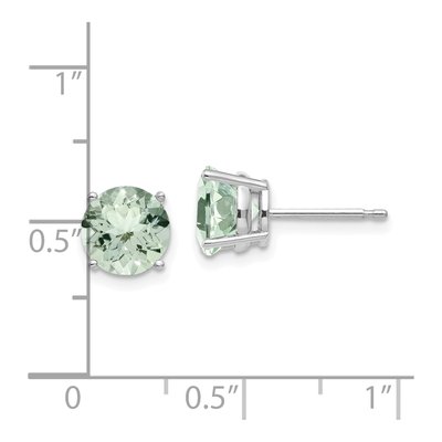 14K White Gold 7mm Green Quartz Round Stud Earrings – view 4