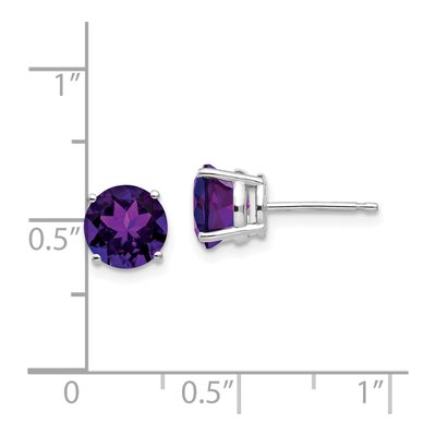 14K White Gold 7mm Amethyst Round Stud Earrings – view 5